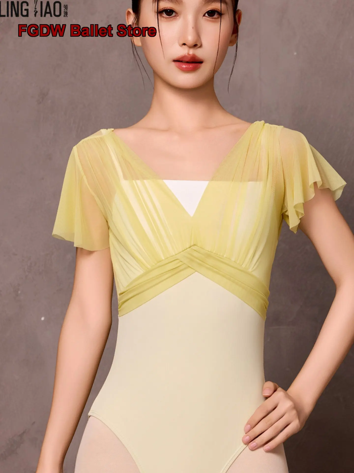 Women's Adult Ballet Leotard Practice Leotard Body Suit Cap Sleeves Fake Two-Piece Dance Dress Gymnastics