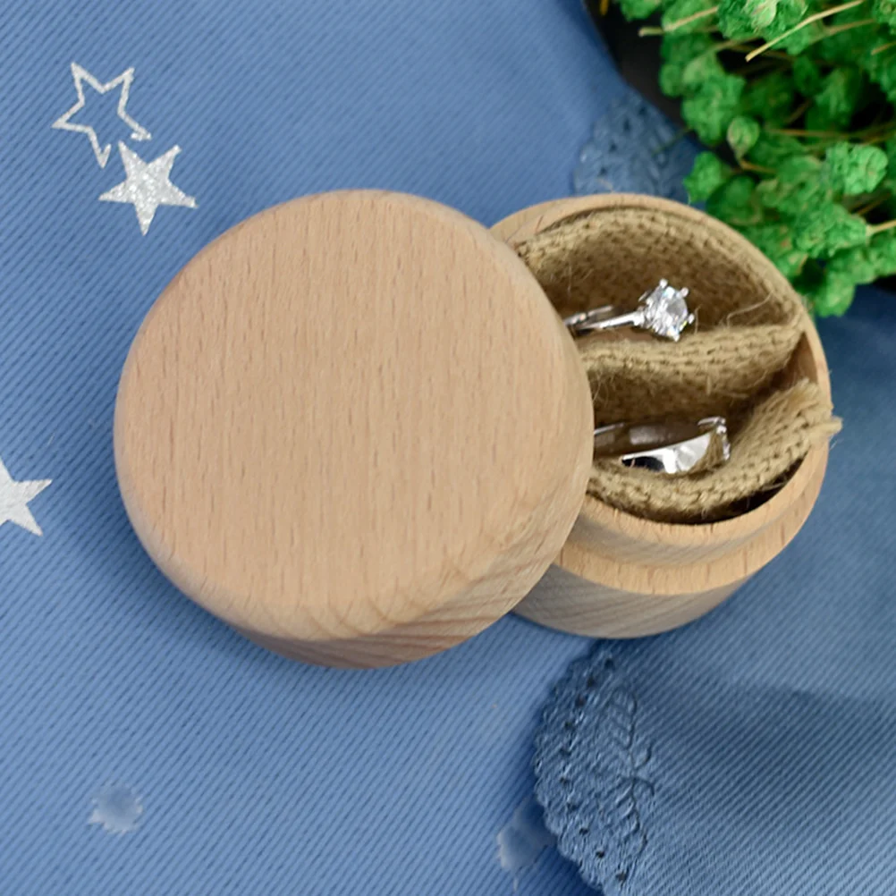 

Durable Wooden Ring Box Linen Jewelry Organizer Case with Smooth Surface Design Wooden Ring Box Jewelry Holder