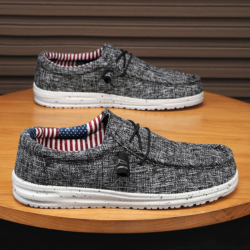 Men Vulcanized Shoes Breathable Lightweight Hiking Outdoor Mesh Loafers Autumn Non Slip Durable Comfort Trail Canvas Ventilated