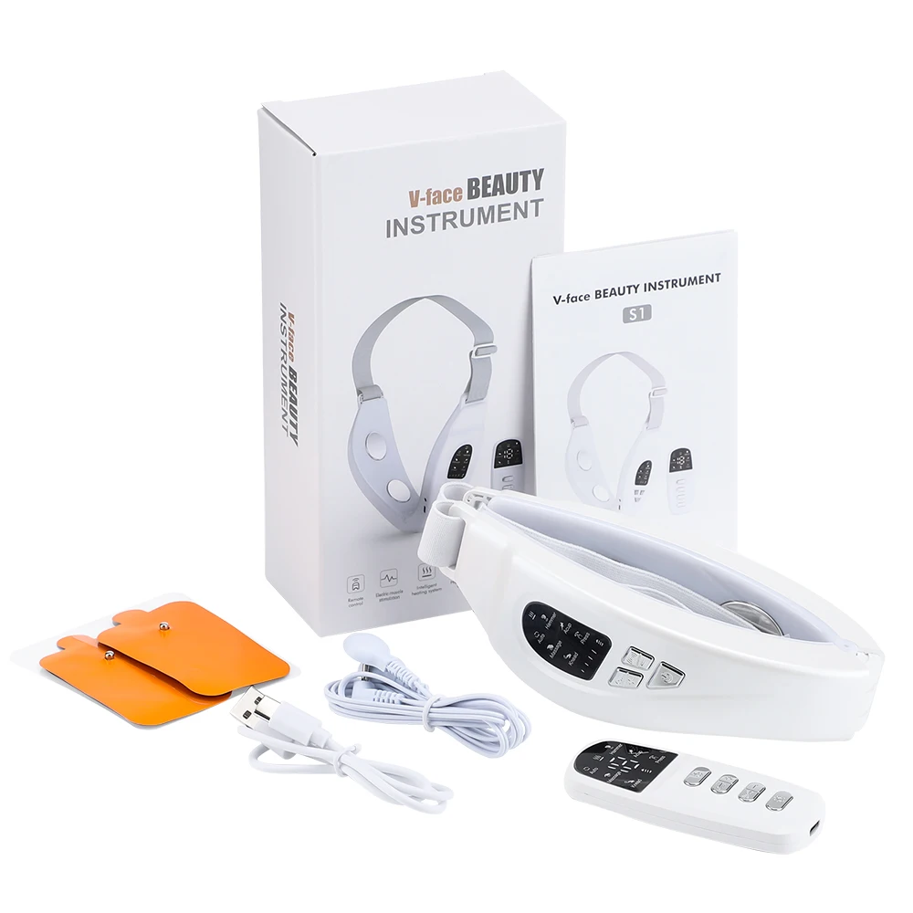 Remote Control Multi-functional Beauty Device 2 In 1 EMS Physicaltherapy Facial Lifting Massager Chin Reducer