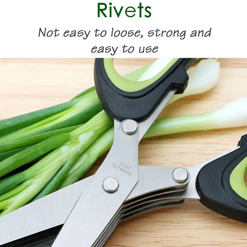 Multifunctional Muti Layers Stainless 5 Layers Stainless Steel Cooking Shears Chopped Scallion Cutter Laver Cut Cooking Tool