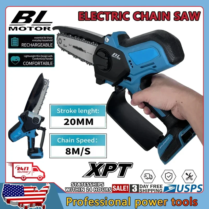 

Аккумуляторная цепная пила для обрезки деревьев, бесщеточная, для аккумуляторов 18В, мини-электропила, садовый электроинструмент