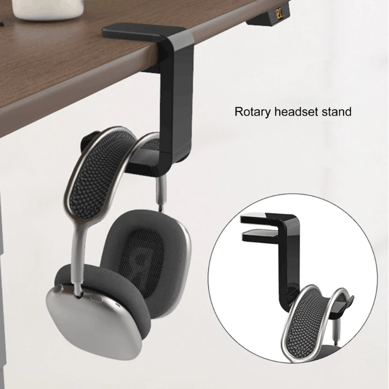 Headphone Holder with Adjustable Clamp Rotating Headphone Stand for Workstations Heavy Duty Headphone Support Hook