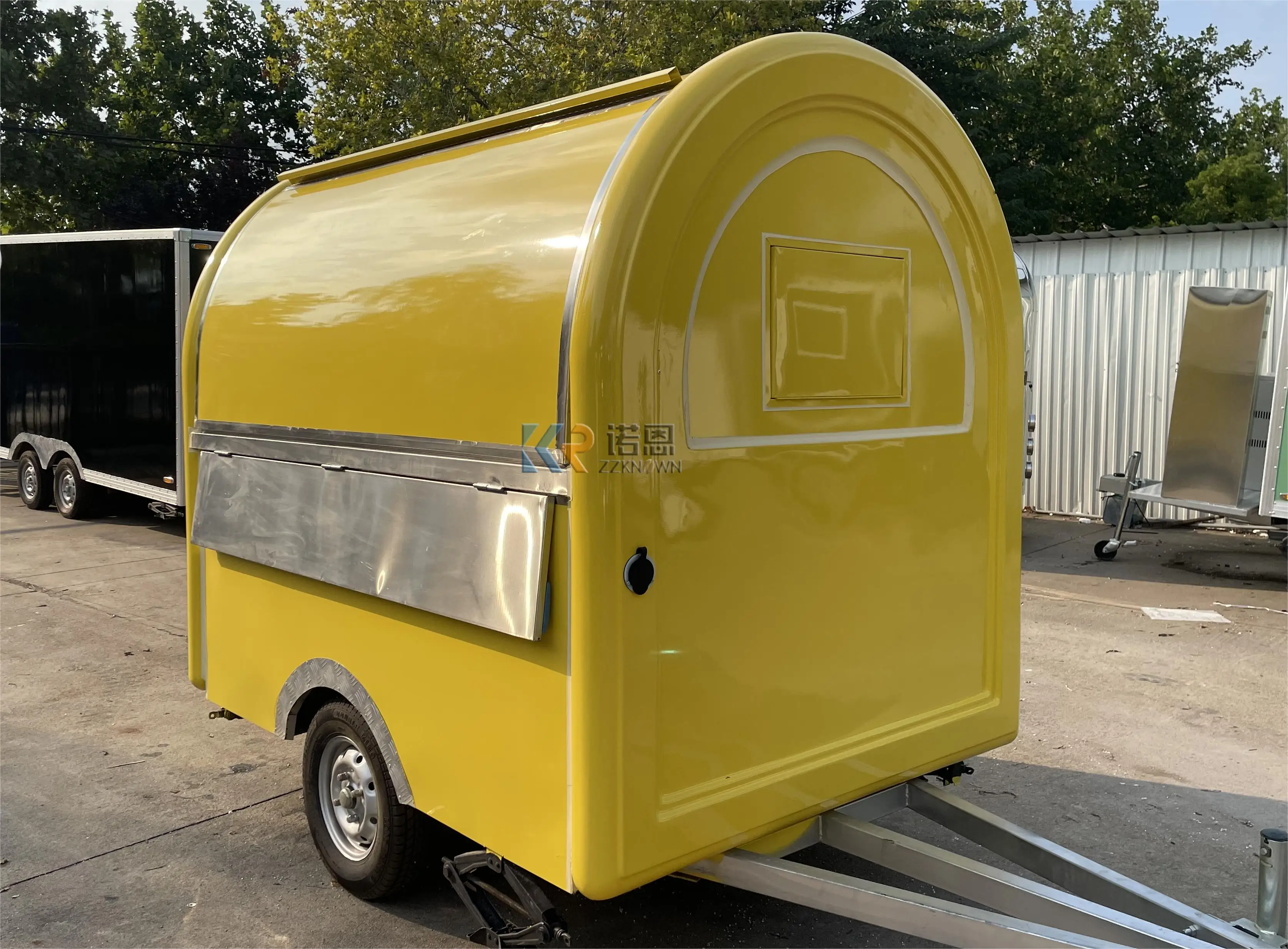 

2025 CE New Recommend Round Yellow Food Truck Trailer Fully Equipped Food Cart For Europe US Standard