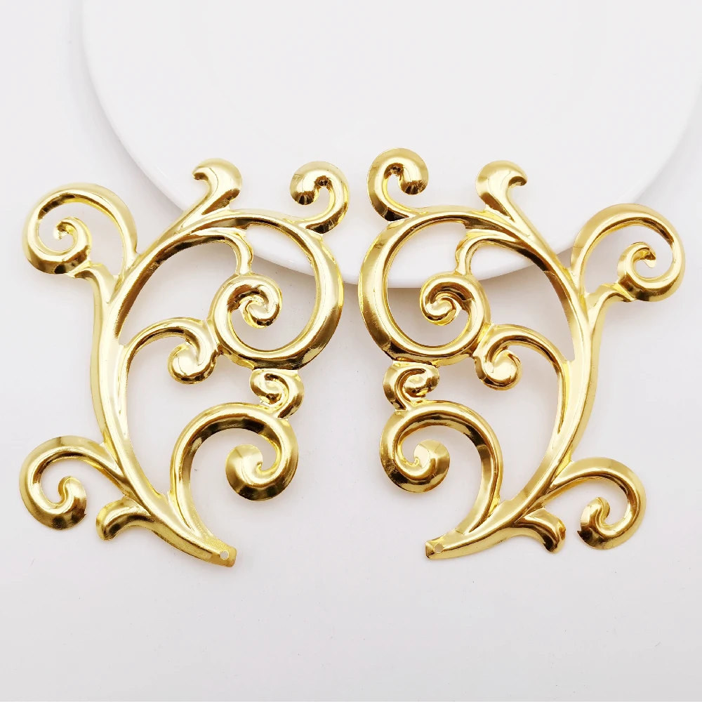 

10 pcs/lot 71*82mm Gold Color Metal Filigree Flower branches Flower Slice Charms base Jewelry DIY Components Making Accessories