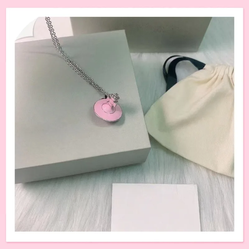 

Набор украшений: ожерелье и серьги с подвеской в виде летающей тарелки и планеты Земля, розовое, не выцветающее, для милых и стильных девушек