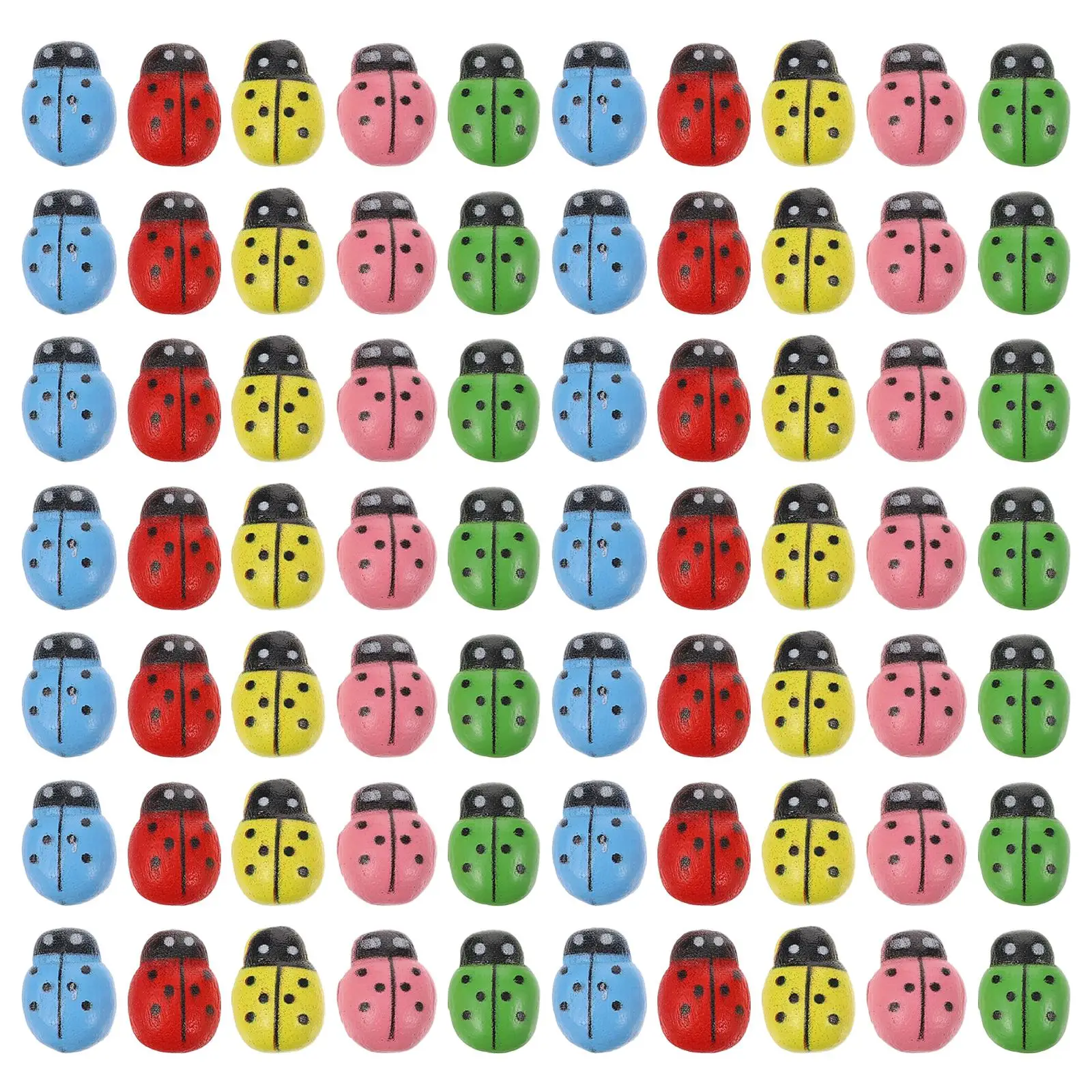 

Wooden Ladybug Ornaments 100 Pcs Mini Garden Decor Durable Waterproof Tiny Figurines Colorful Holiday Landscape