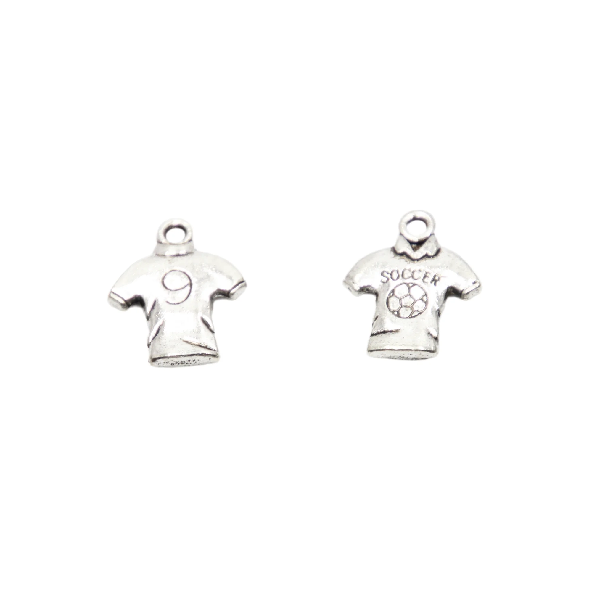 15pcs Soccer Jersey Charms Antique Tibetan Silver Tone Zinc Alloy 15*18mm