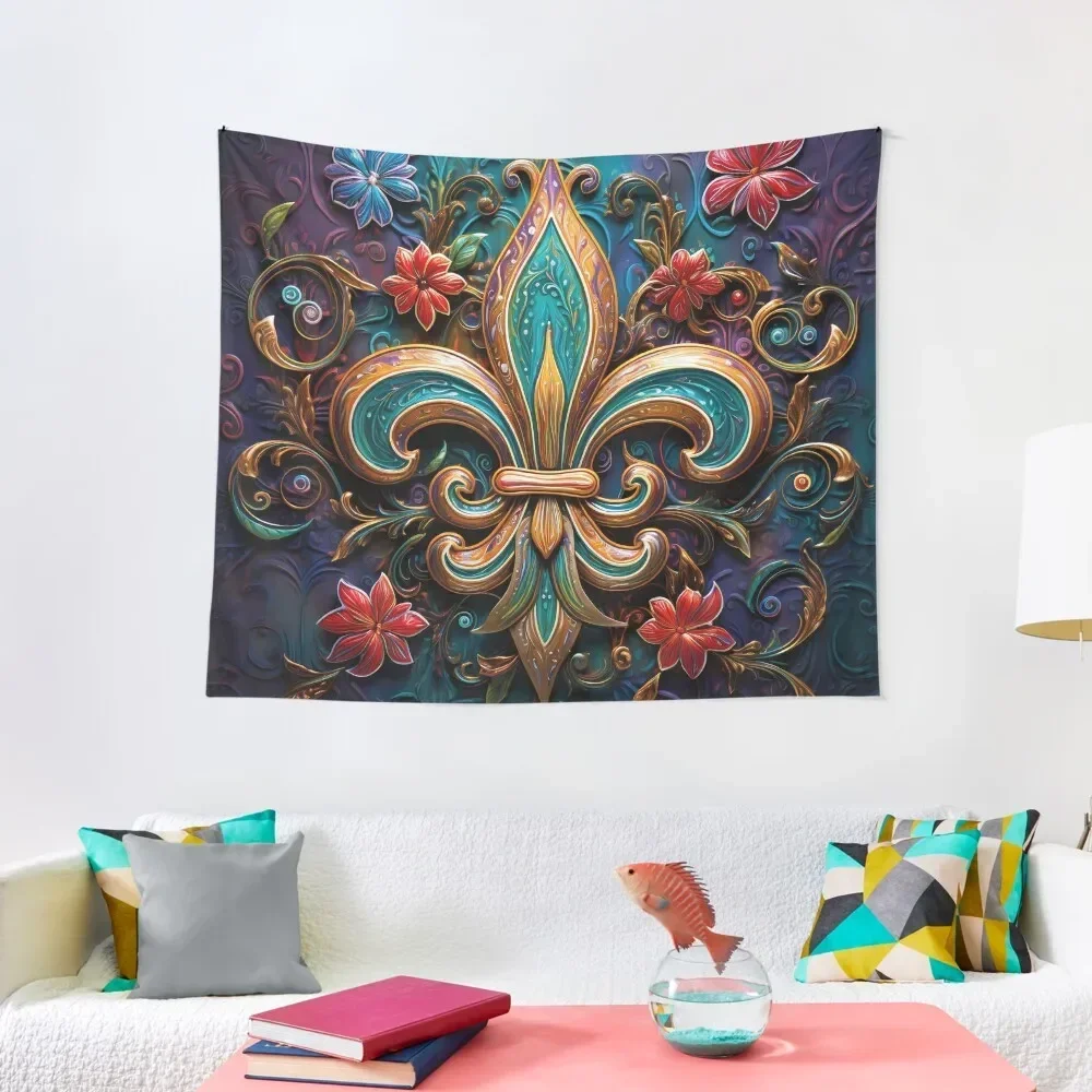 

Fleur de lis digital print Tapestry Aesthetic Room Decor Decoration For Bedroom Tapestry