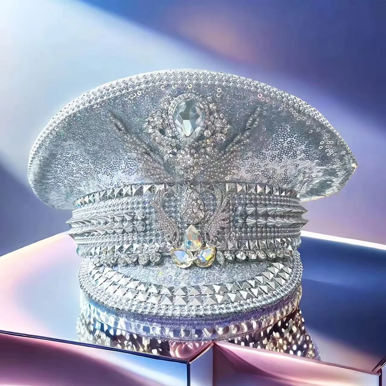 スチームパンク-キャプテンハット-ラインストーン付き-バーニングマンフェスティバル-女性用、ヴィンテージミリタリーアクセサリー＆キャップ-男性用