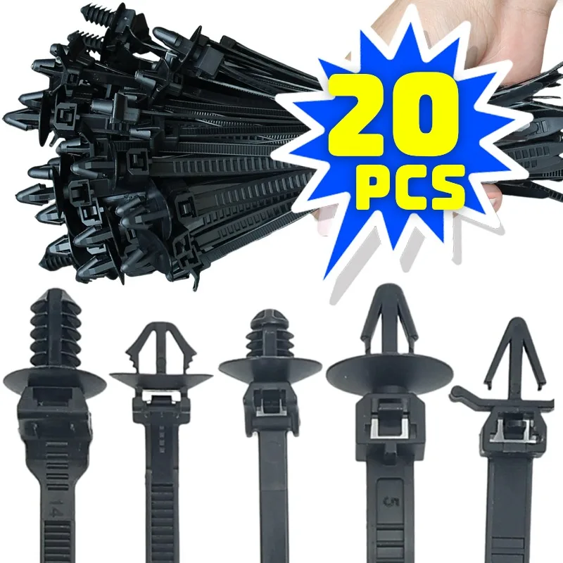 Abraçadeiras de nylon para carro, fivela de travamento automático, tiras de fixação de cablagem universal, organizador universal de reparo automotivo