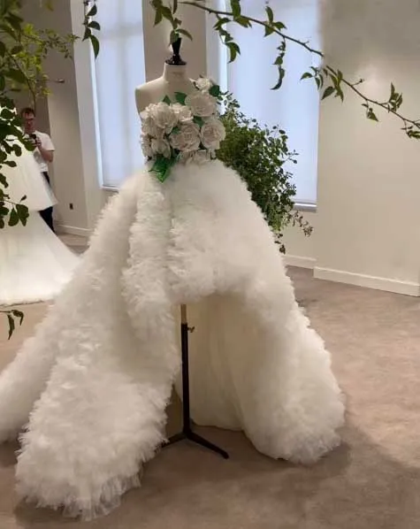 Saia de casamento de tule em camadas de luxo alta baixa fofa tule saias de noiva branco extra inchado malha saia de festa à noite para vestido prop