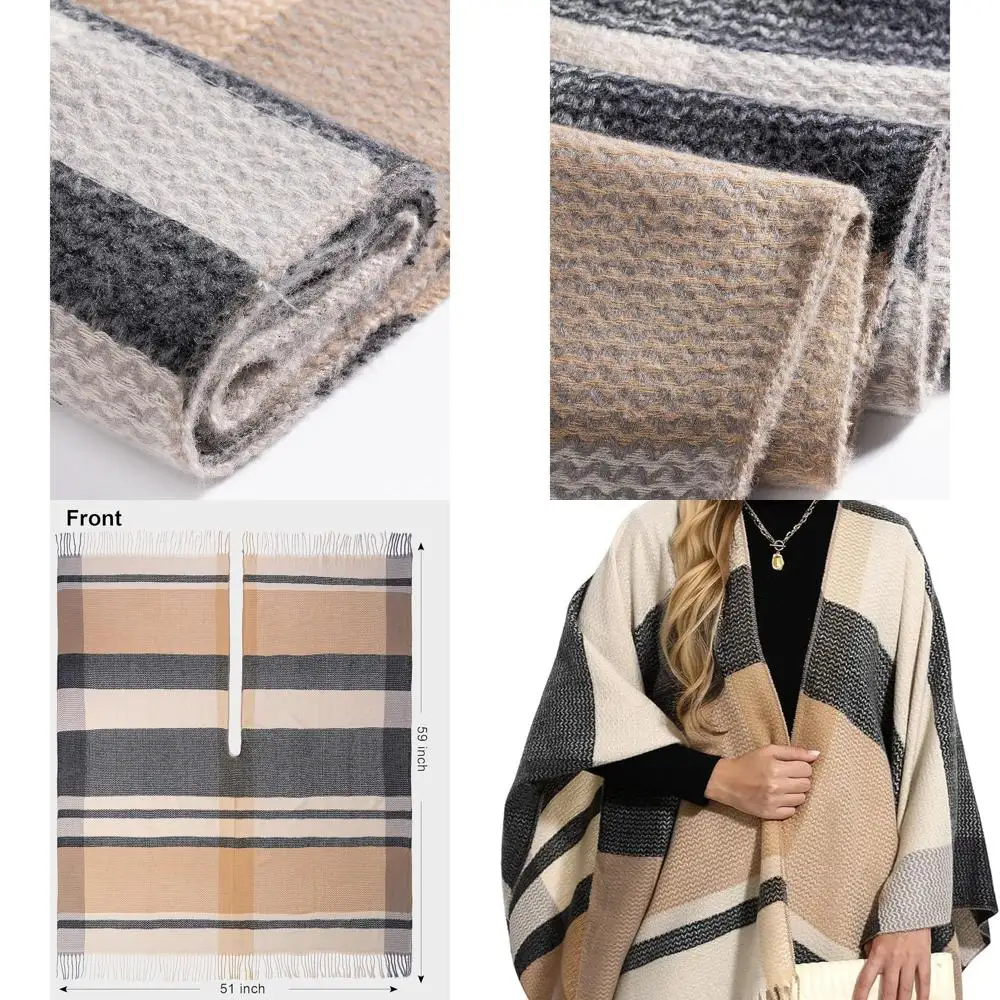 

Уютные пончо с кисточками для женщин: зимние шали и рождественские подарки для мам и пожилых женщин.