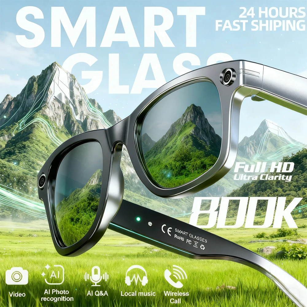 

Smart Glasses 800W Pixel HD Camera Bluetooth Call Video Recording AI intelligent Real-time translation Object recognion Sunglass