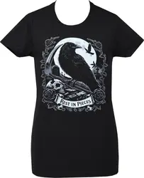 Women's Gothic T-Shirt Rest in Pieces Raven Tomb Edgar Allan Poe Scythe MoonLuxury Brand Retro Oversized High quality