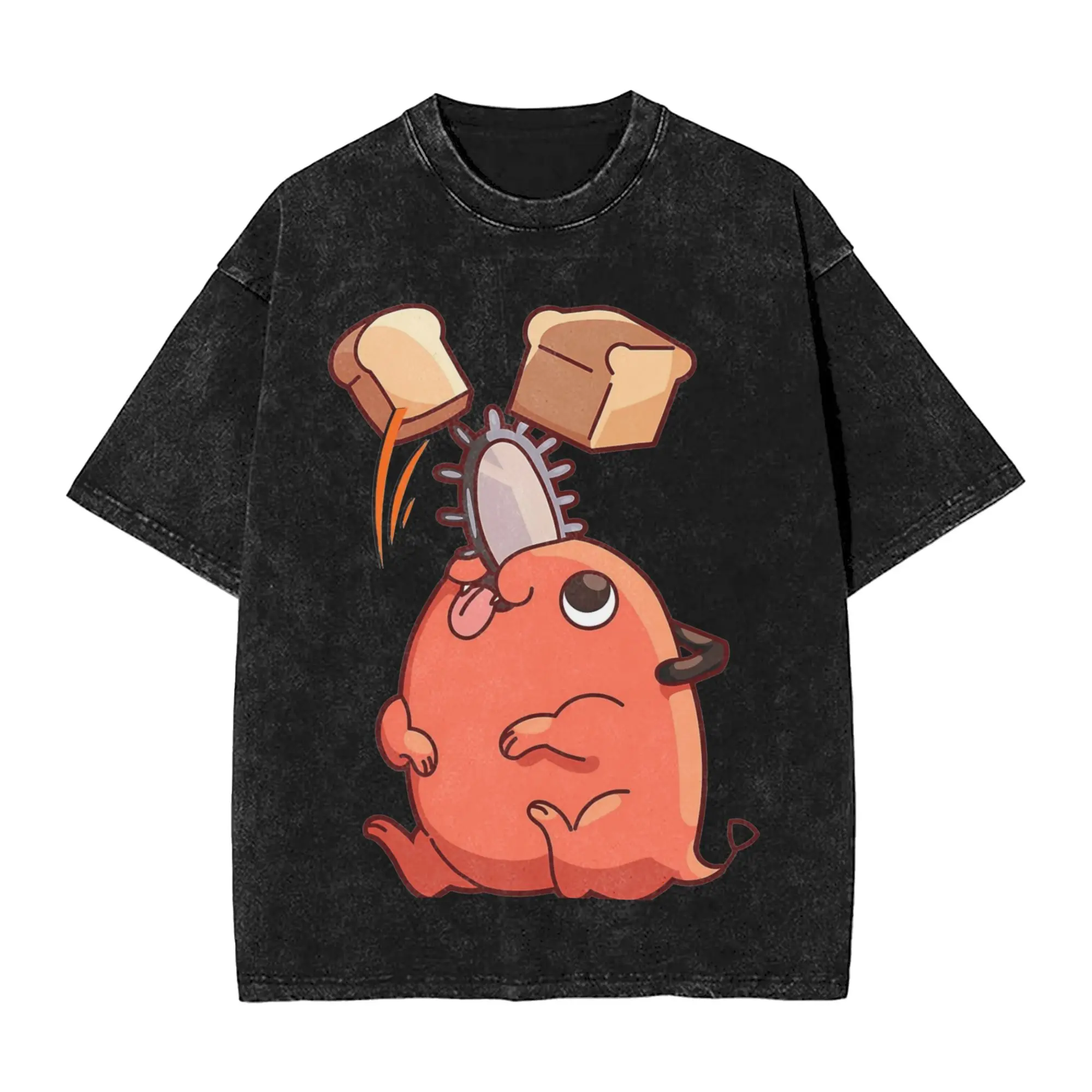 Pochita Chainsaw Man Anime Washed T Shirts Streetwear Hip Hop Fashion T-Shirts  Tees Men Women Cotton Harajuku Summer