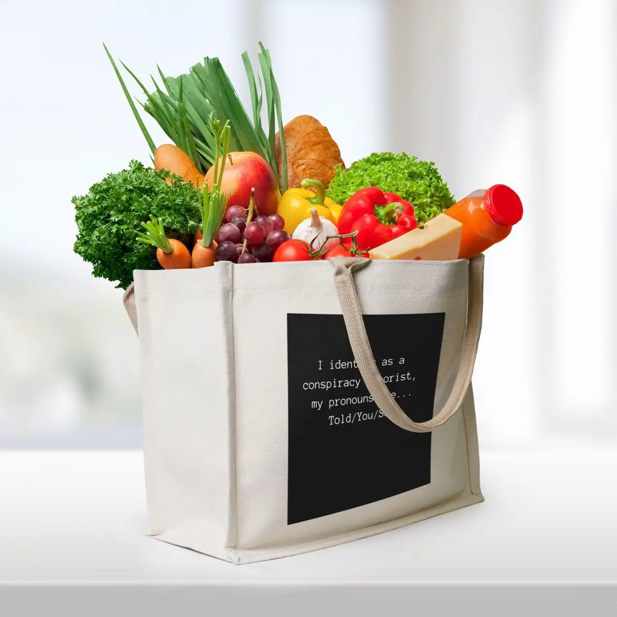 I IDENTIFY AS A CONSPIRACY THEORIST, MY PRONOUNS ARE...TOLD/YOU/SO Tote Bag cute tote bag Big bag Handbags women canvas tote