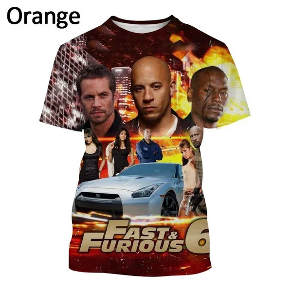 New Fashion Sexy Wonderful Vin Diesel Paul Cool Streetwear Short Sleeve Top The Fast and The Furious 3D Printed T-Shirt