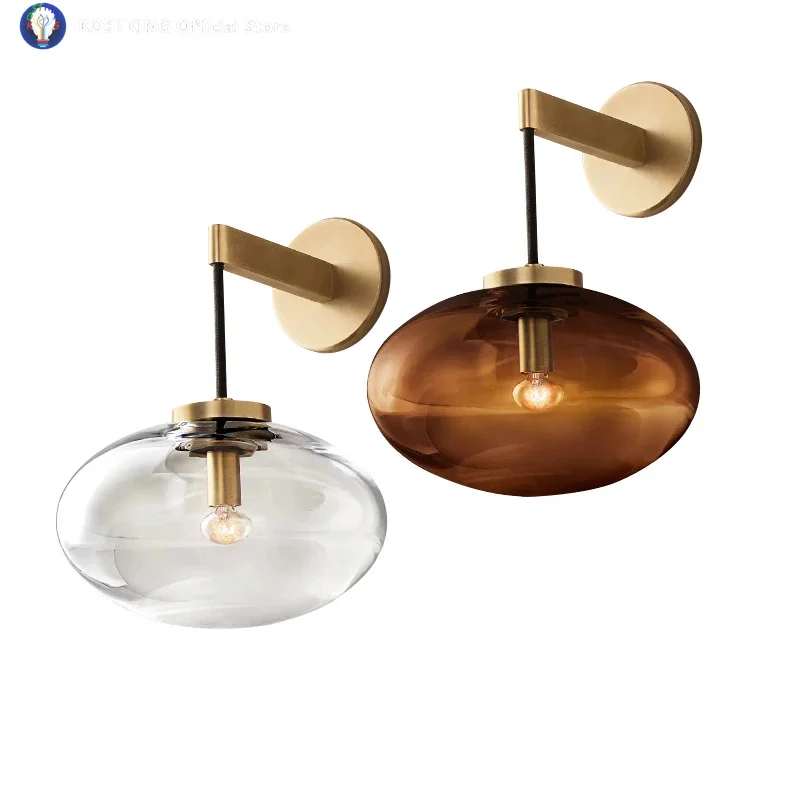 

Дизайнерский роскошный настенный светильник из стекла и латуни, винтажный настенный светильник для прихожей, виллы, декоративное освещение для зеркала