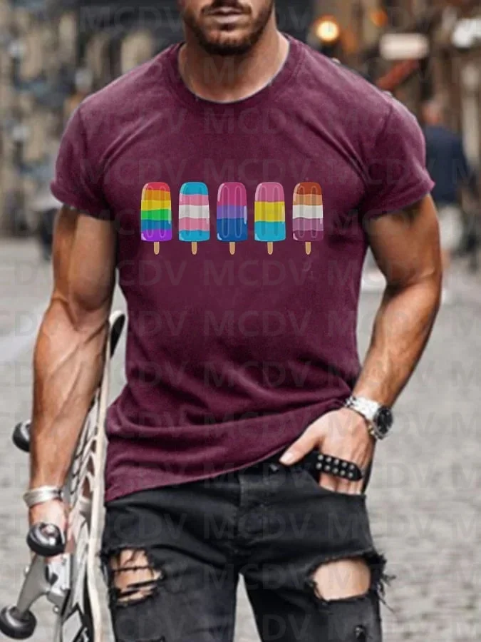 Men's Proud Ally Print Round Neck Short Sleeve T-Shirt Summer T Shirt Casual Tops