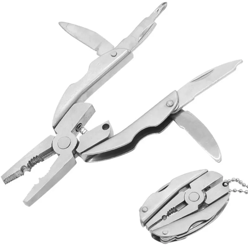 

Portable Stainless Steel Multi-Tool Pliers Knife Keychain Screwdriver Travel Kits Perfect For Outdoor Use