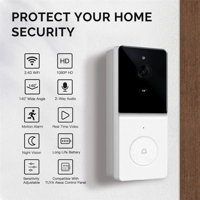 Tuya Smart Wifi Video Doorbell Camera With 2-Way Audio Intercom, Night Vision & Wireless Door Product Home Security Durable
