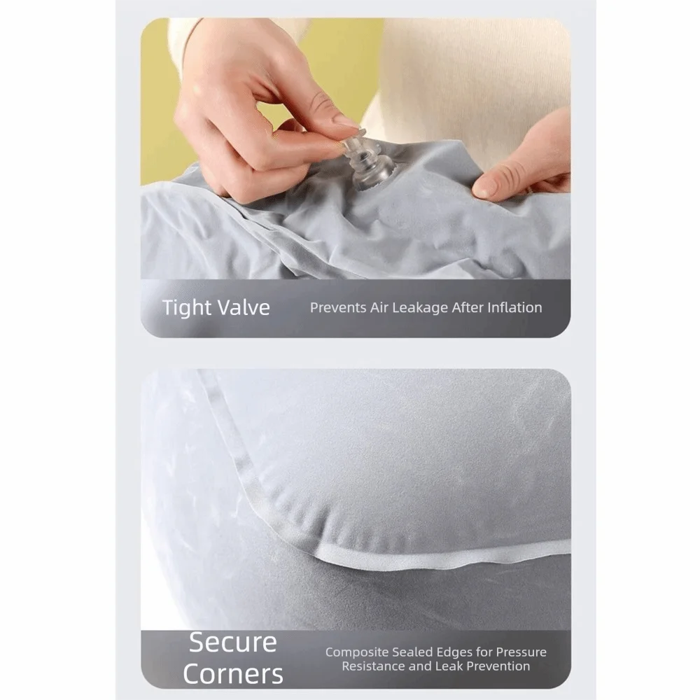 Press-to-Inflate Inflatable Booster Seat Fabric Waterproof Portable Foot Rest Foldable Comfortable Heighted Footrest Pillow