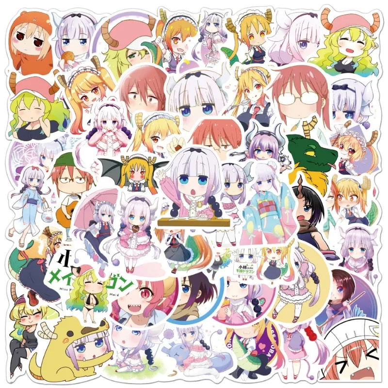 50/30/10PCS Tohru KannaKamui Jōi Elma Popular Anime Two-dimensional Peripheral PVC Waterproof Suitcase Laptop Graffiti Stickers