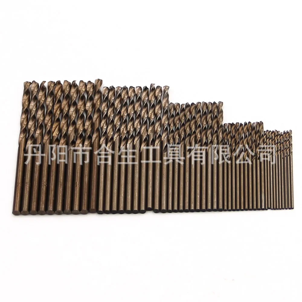 1mm-3mm baked yellow containing cobalt 50pcs fully ground twist drill M35 steel plate drilling bit set