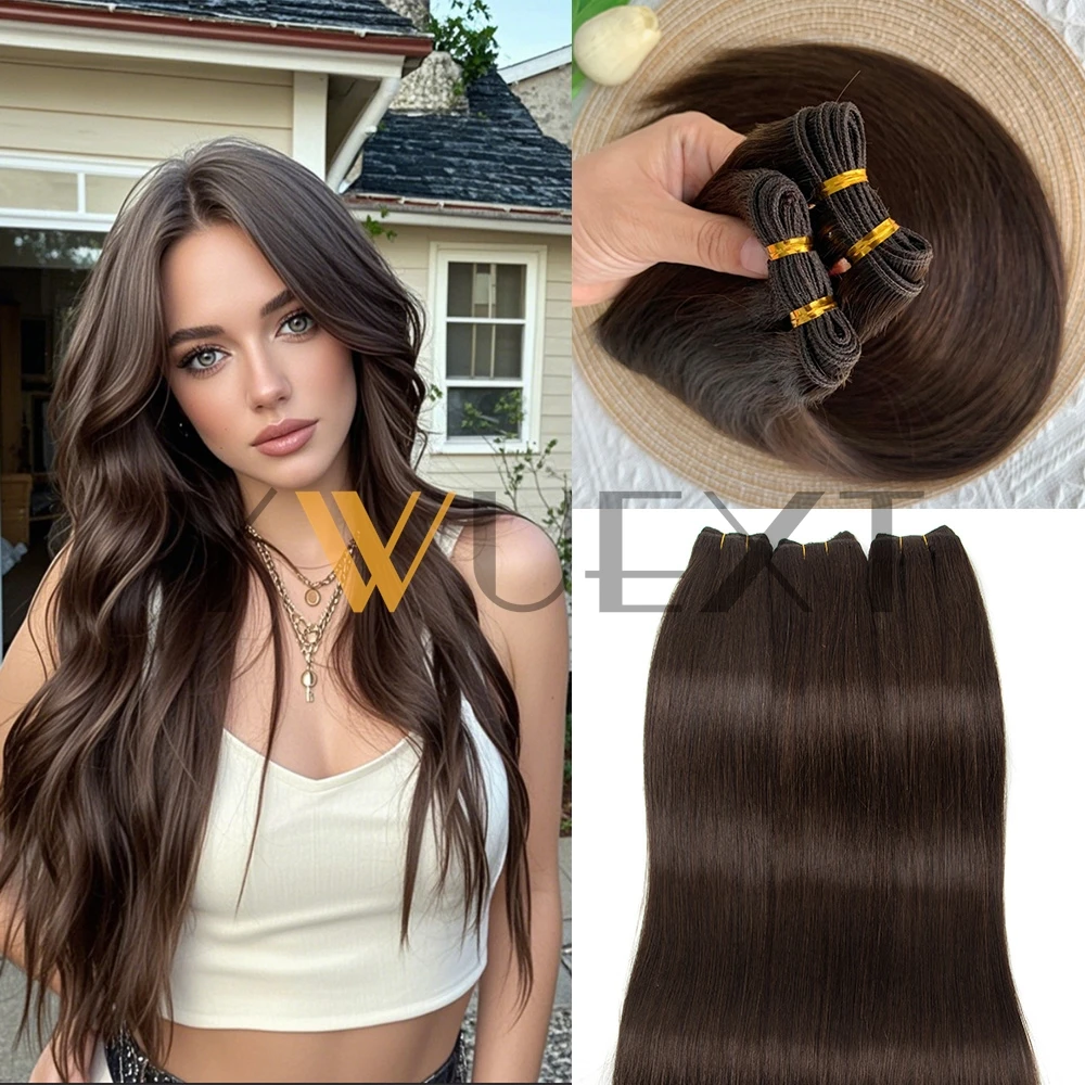 

YWUEXT Straight Human Hair Weaves Brazilian Remy Human Hair Bundles Sew In Weft Extensions Straight 12"-24" Natural Hair 50g