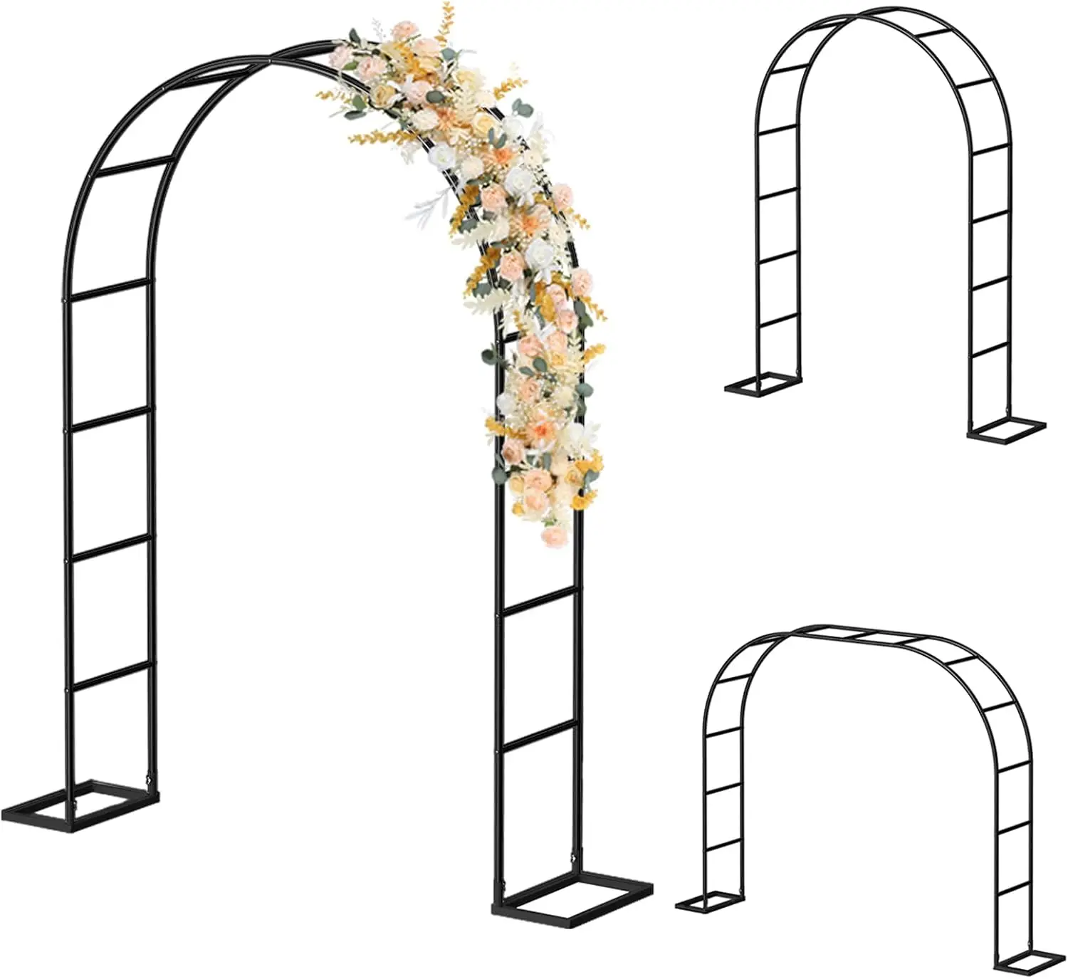 

Metal Garden Arch Trellis, 2 Sizes for Climbing Plants, Outdoor Wedding Decoration, Black
