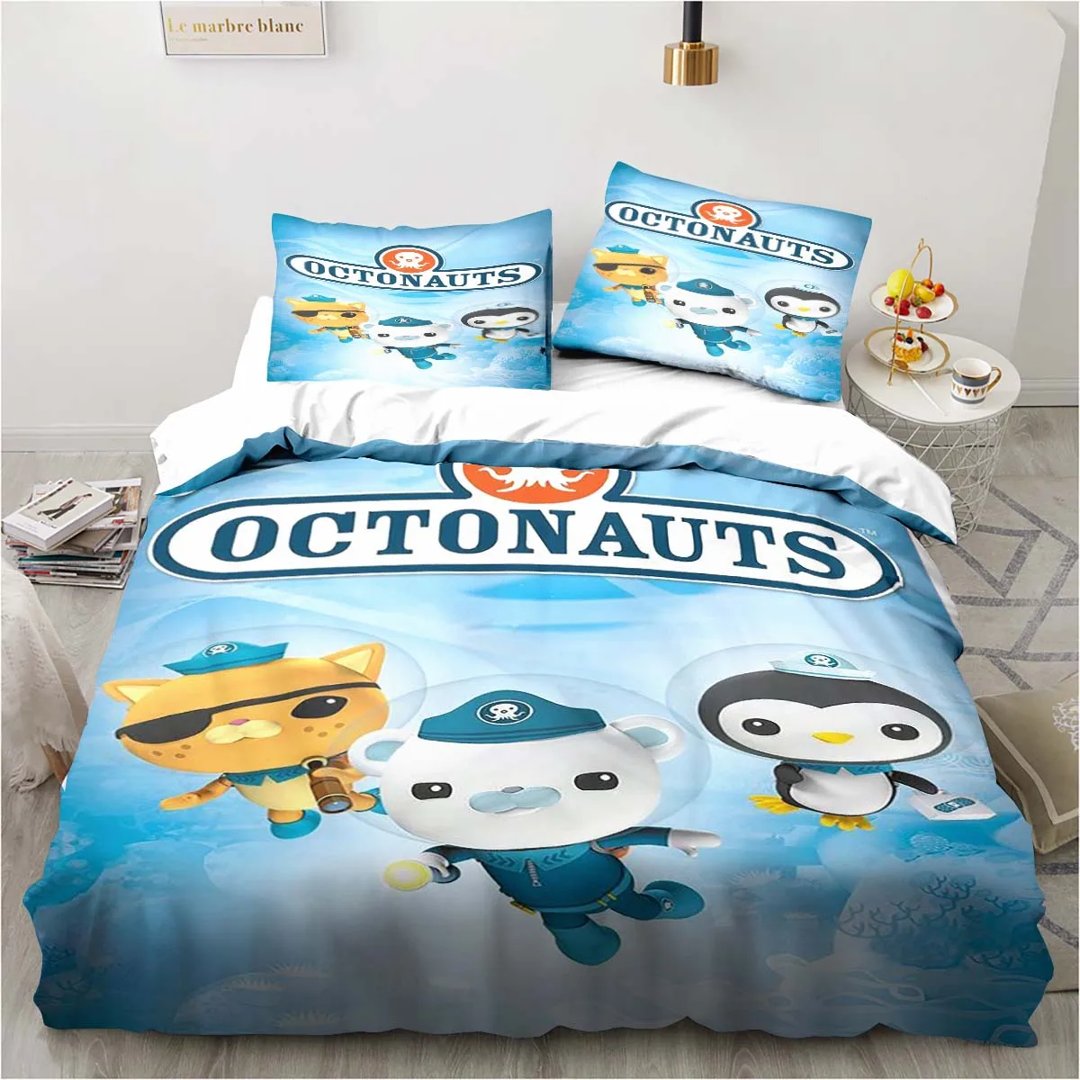 

The Octonauts Cartoon Bedding Set Bedroom Bed Three-piece Set Single Double Bed King Size Quilt Cover And Pillowcase Kid's Gift