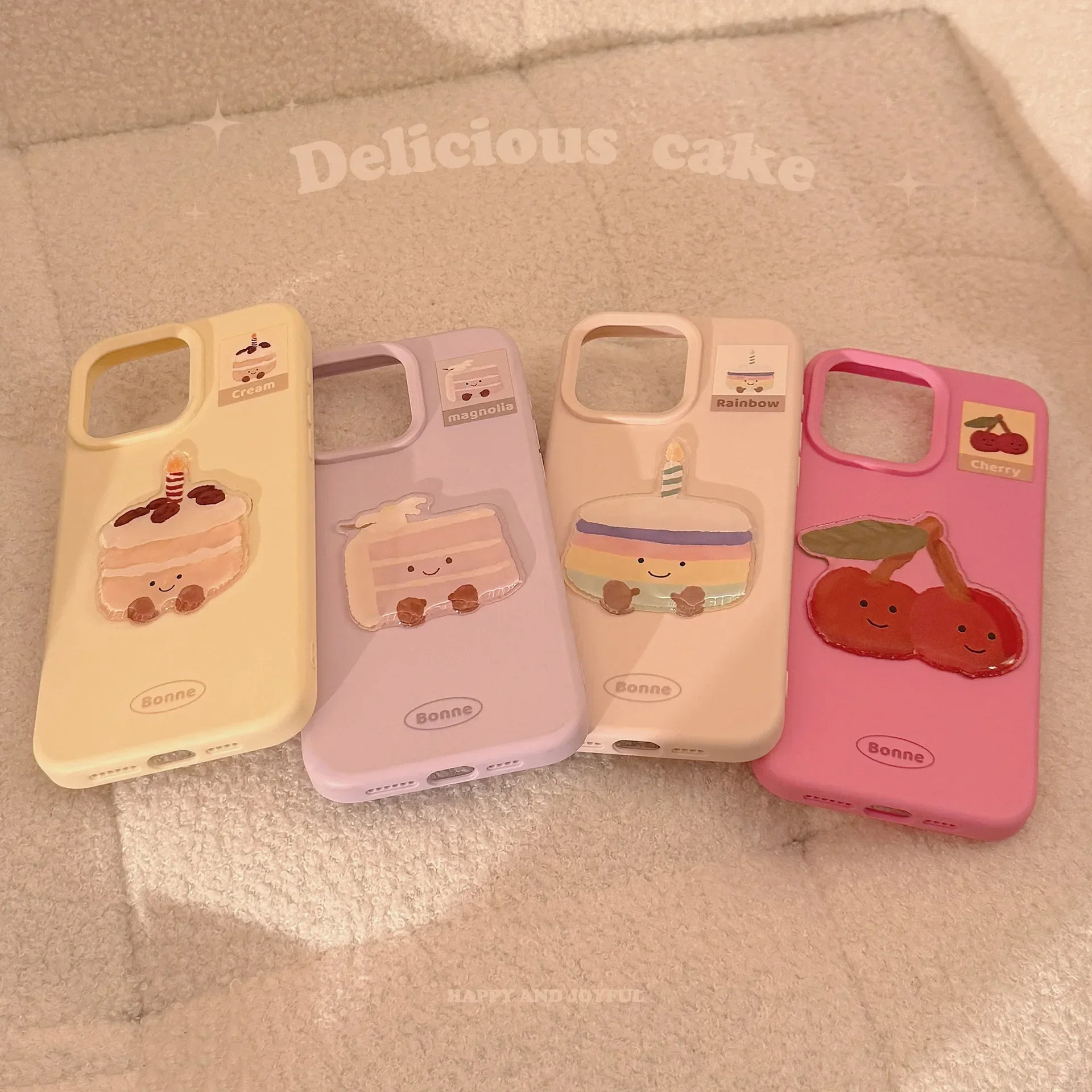 Strawberry Cake Cherry dessert Cute cuisines Phone Case For iPhone 16 15 14 13 12 Pro Max 16 Plus Case Cute Luxury Cartoon Cover