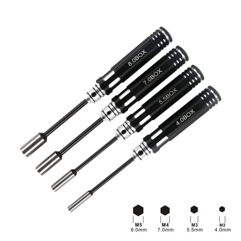 

RC Tools Hex Screwdriver Set 4.0mm 5.5mm 7.0mm 8.0mm Hexagon Nut Tool Kit For RC FPV Racing Drone Cars Boat Repair Tools