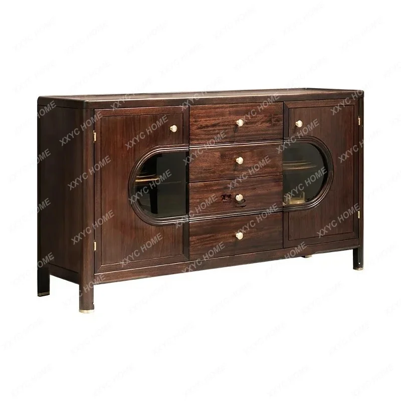 

L new Chinese style all solid wood dining side cabinet modern simple Chinese locker