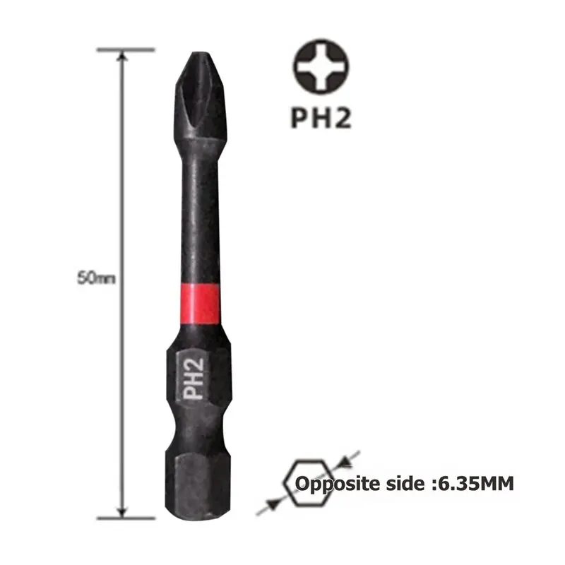 B23B Impact Bits PH2 50Mm-For Heavy-Duty Assembly And Construction For S2 Steel, 1/4