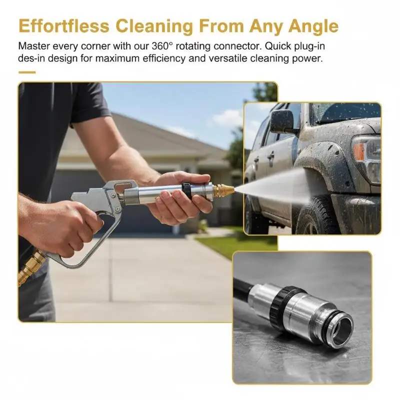 Jet Spray Connector 360 Degree Rotatable Leak Proof Water Saver Adapter for Professional Car Wash Use