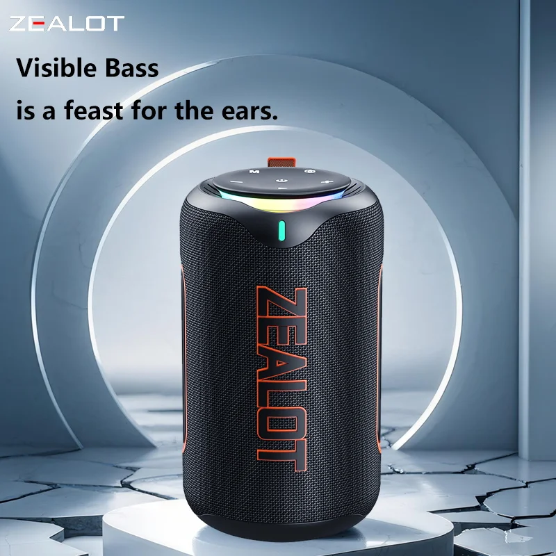 ZEALOT-MP1 60W Wireless Speaker RGB Light 30H Playtime Waterproof IPX6 Dual Pairing 8000mAh Battery Portable Sound System