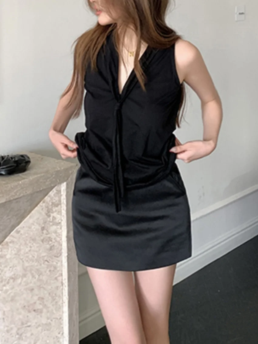 Alien Kitty Sexy Party Mini Rokken Vrouwen Nieuwe Bodycon Zomer Streetwear 2025, Solid Hoge Taille Chic Zachte Slanke Dagelijkse Tank Tops