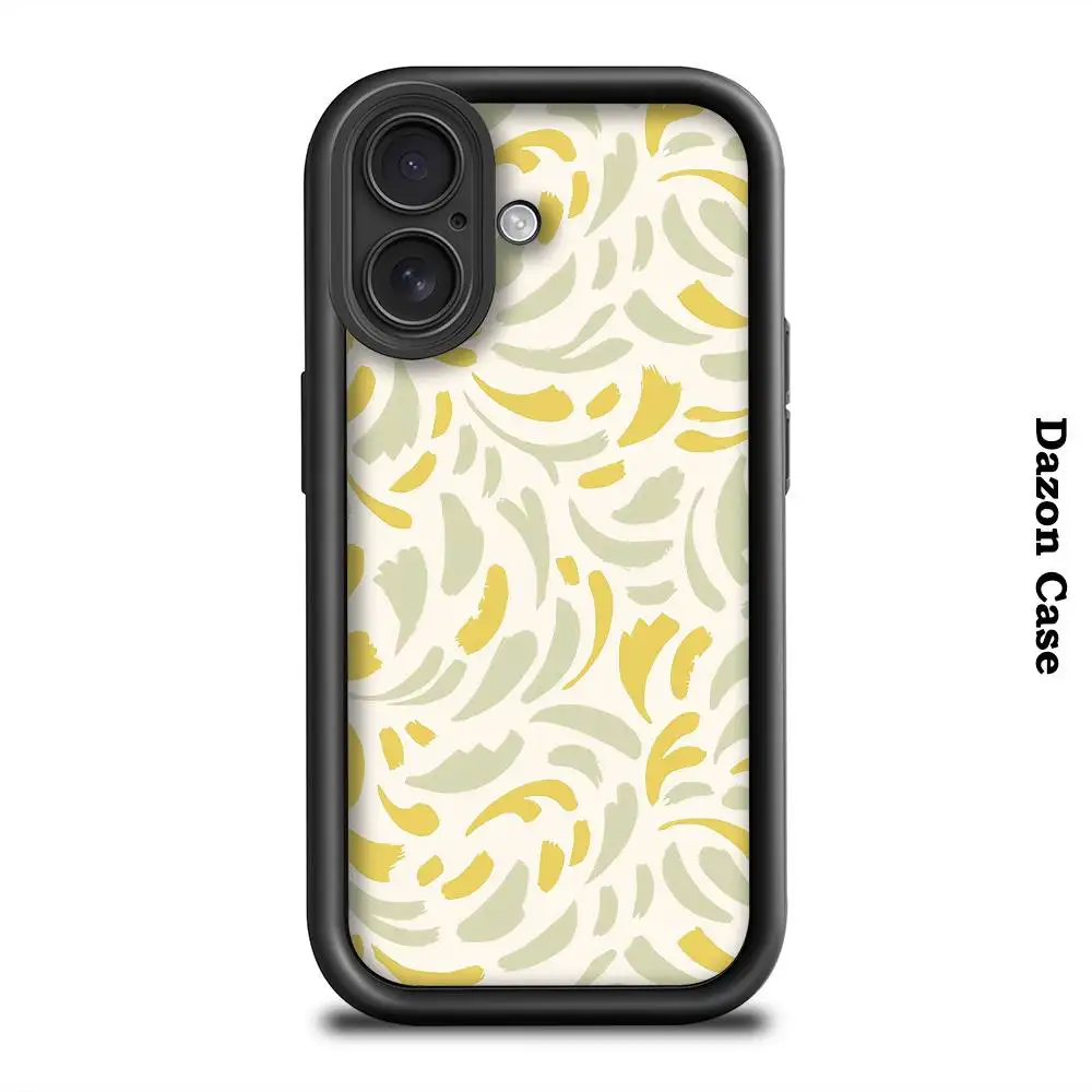 

Bendy Orange Leaves Pattern Phone Case Black Frosted Case For IPhone 16 15 14 13 12 11 Pro Max Back Cover Cases