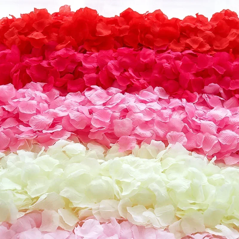 10000/100Pcs Artificial Fake Rose Petals Red Colorful Simulation Silk Rose Petal for Valentines Day Wedding Party Romantic