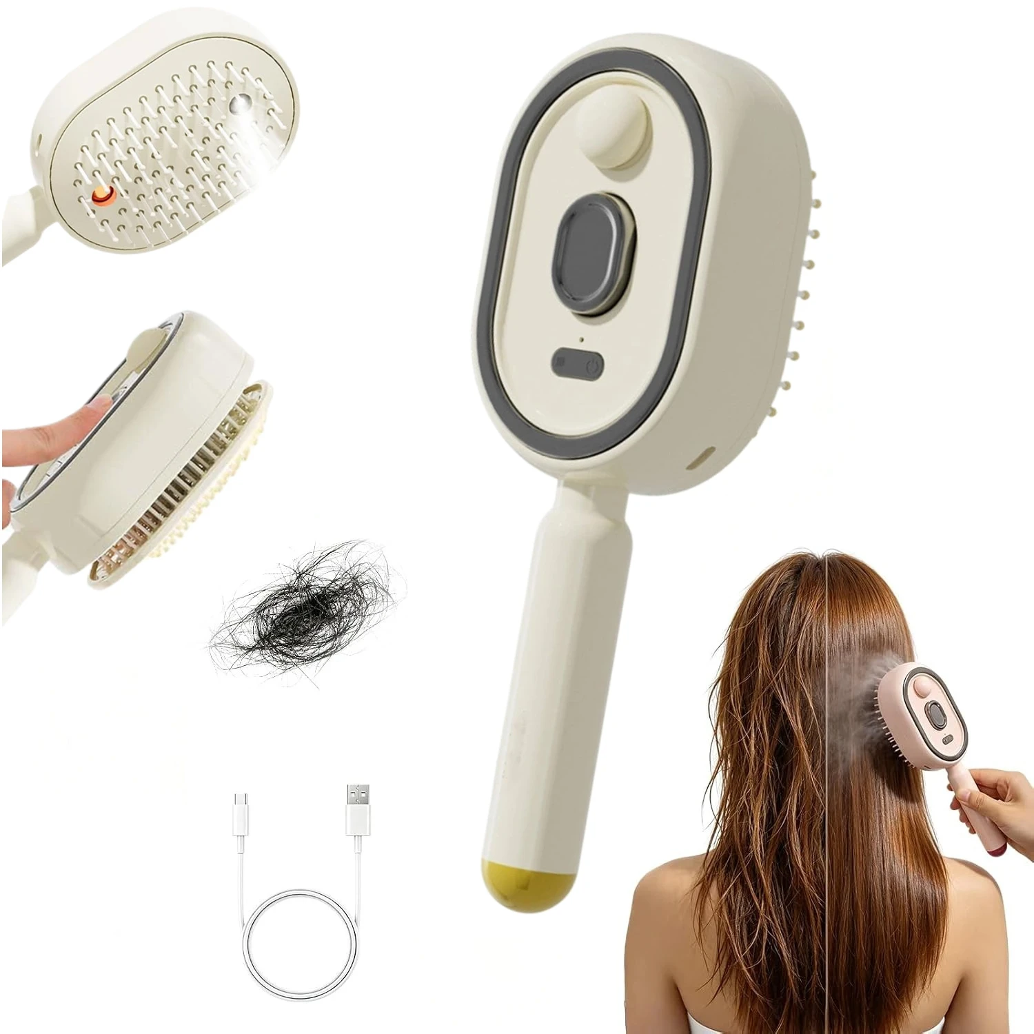 Electric Spray Air Cushion Comb for Women Retractable Hair Massage Brush for Thick Fine Curly Hair Electric Steam Brush for Hair