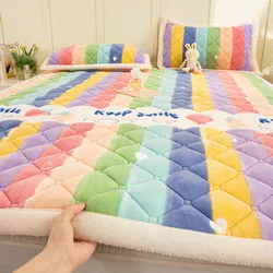 Winter Thicken Warm Milk Velvet Mattress Toppers Luxury Bed Sheet  Fold Thin Tatami Mat Non-slip Mattress Cover Double Bedspread