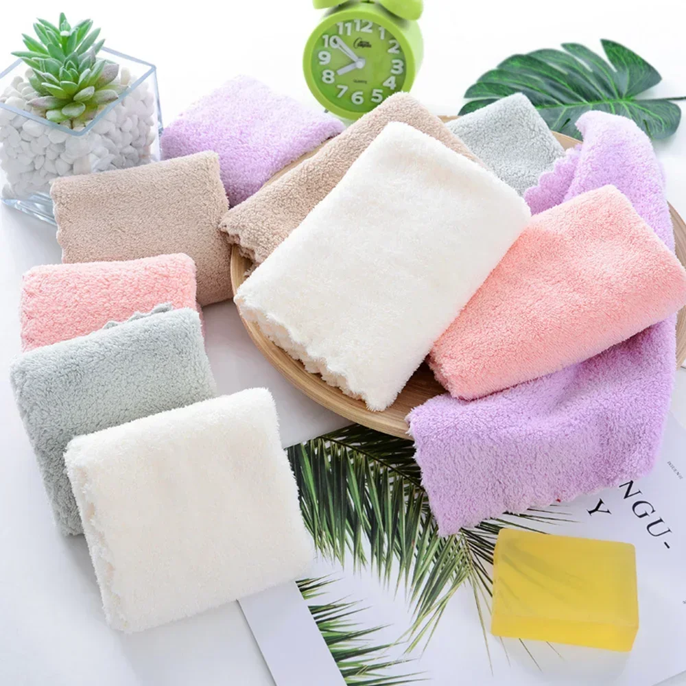 Coral Velvet Face Towel Microfiber Absorbent High-density Square Hand Towel Cleaning Wipes Quick Dry Clean Handkerchief Supplies