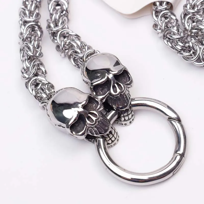 Bold Skull Pendant Necklace for Men, Punk Street Hip Hop Stainless Steel Thick Chain Jewelry Gift