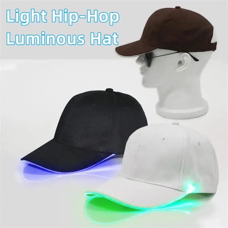 Trendy Light Up Glowing Baseball Hat LED Luminous Hip Hop Rap Cap DJ Dance NightClub Bar Party Props Neon Hiphop Hat Supplies