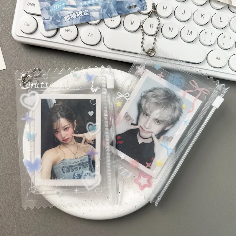 Butterfly Snowflake Photocard Holder 3 Inch Photo Cover Case Anime Badge Display Pouch Collectible Card Holder for Ita Bag