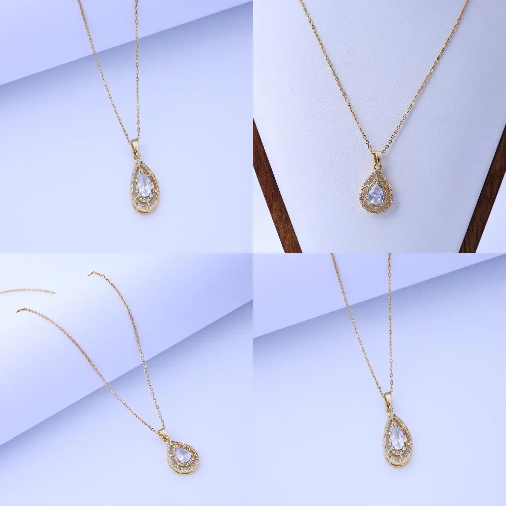 

Transparent water drops, zircon pendants, necklaces, light luxury, niche titanium steel, non-fading, Internet celebrity clavicle