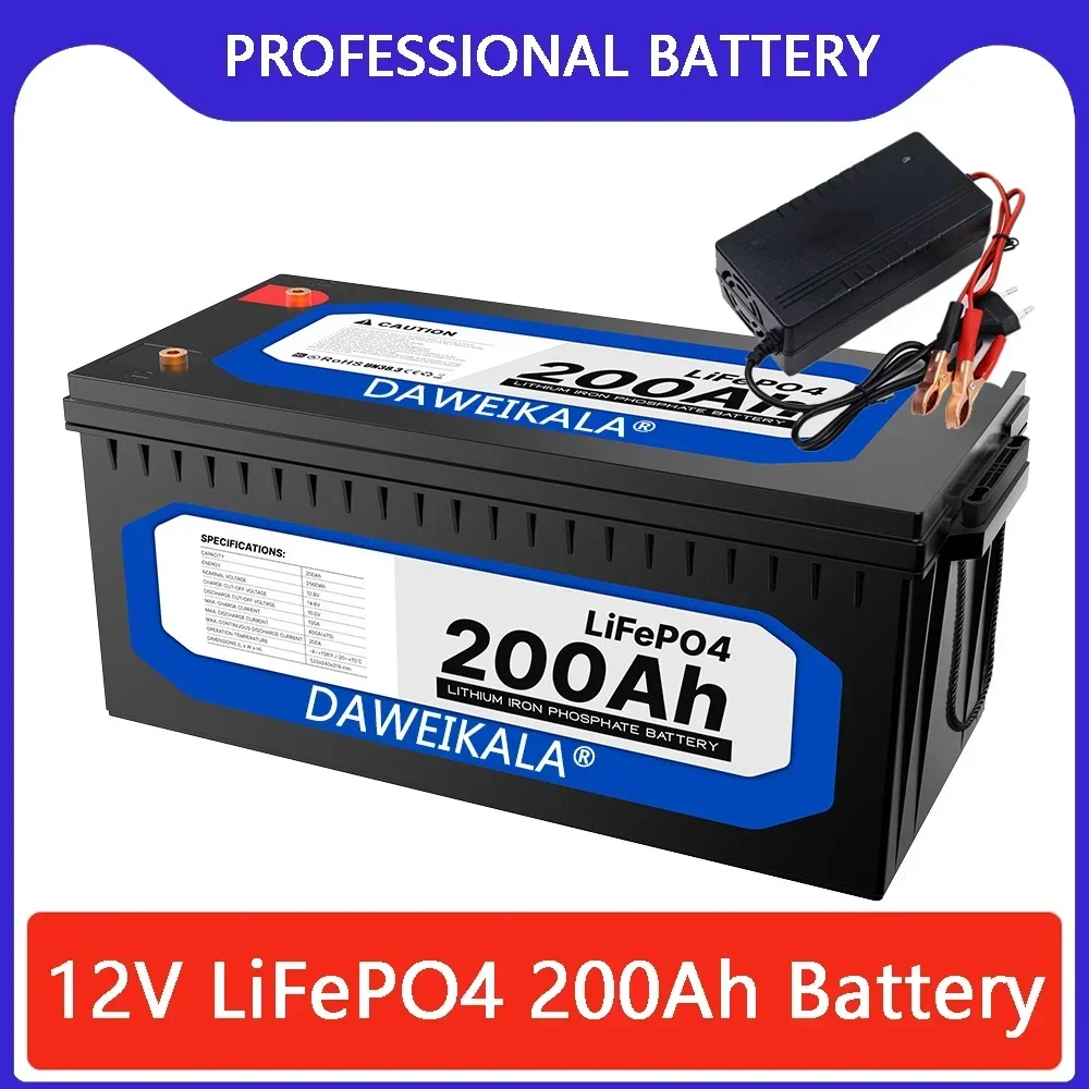 

26 12V 200Ah LiFePO4 Battery Lithium Iron Phosphate Battery Built-in BMS for Solar Power System RV House Trolling Motor