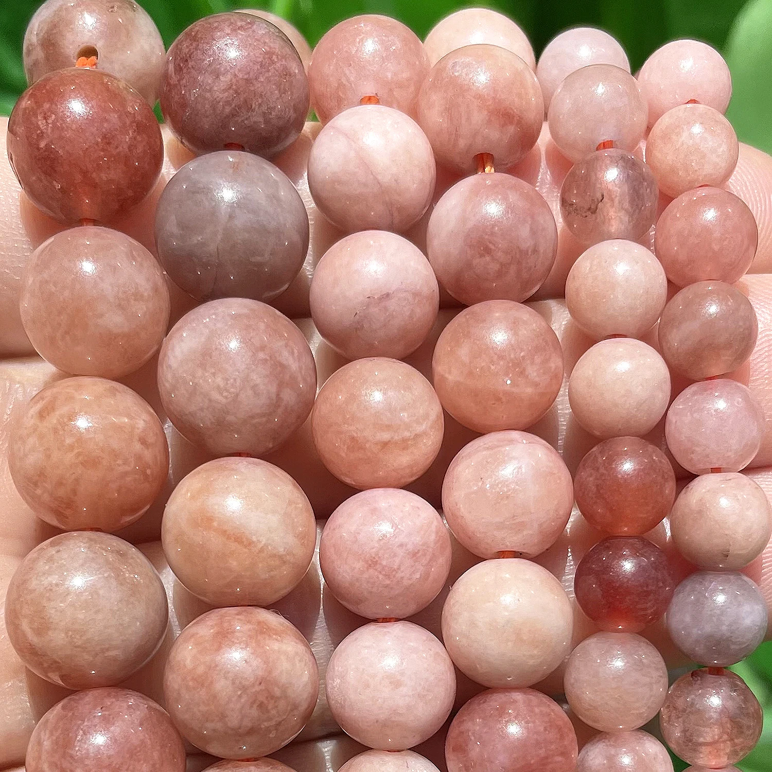 Grânulos de pedra natural redondo sunstone solto espaçador contas para fazer jóias beadwork diy pulseiras acessórios 15''strand 6 8 10mm